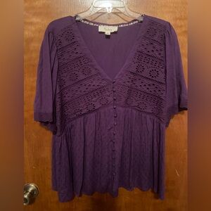 Detailed Purple Gauze Bloyse